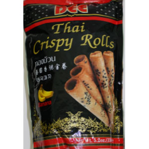 DEE THAI CRISPY ROLLS BANANA FLAVOR BIG ROLL 150GX24